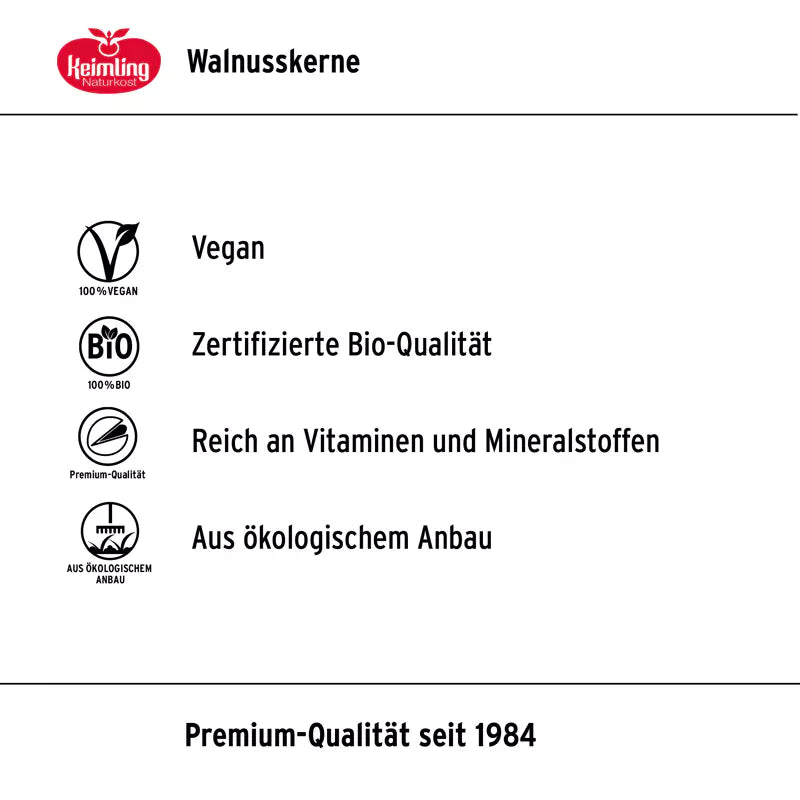 Bio Walnusskerne | Knackig nährstoffreich & vitaminstark | Ungeröstet aus Bio-Anbau | Ideal für Snacks & Rezepte