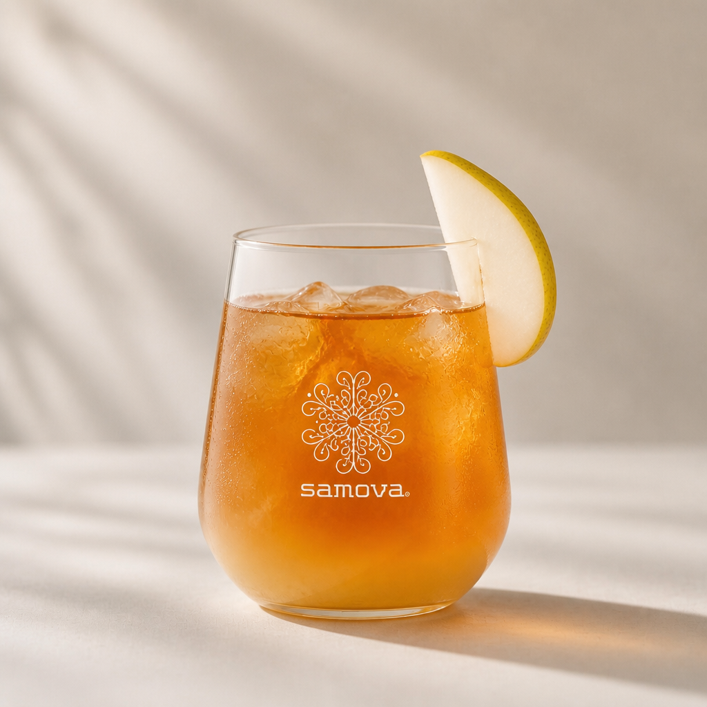 Orange Safari Ice Tea mit Birne – Rezept mit samova Bio-Rooibos