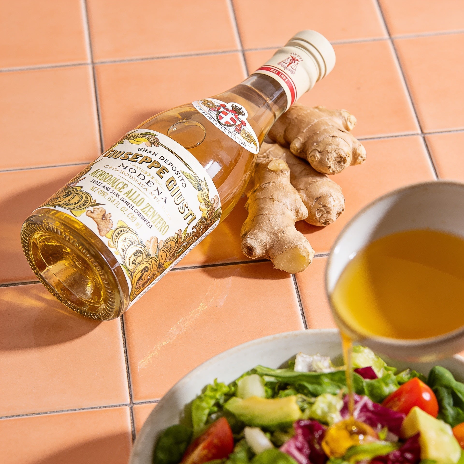 Agrodolce-Würzessenz mit frischem Ingwer