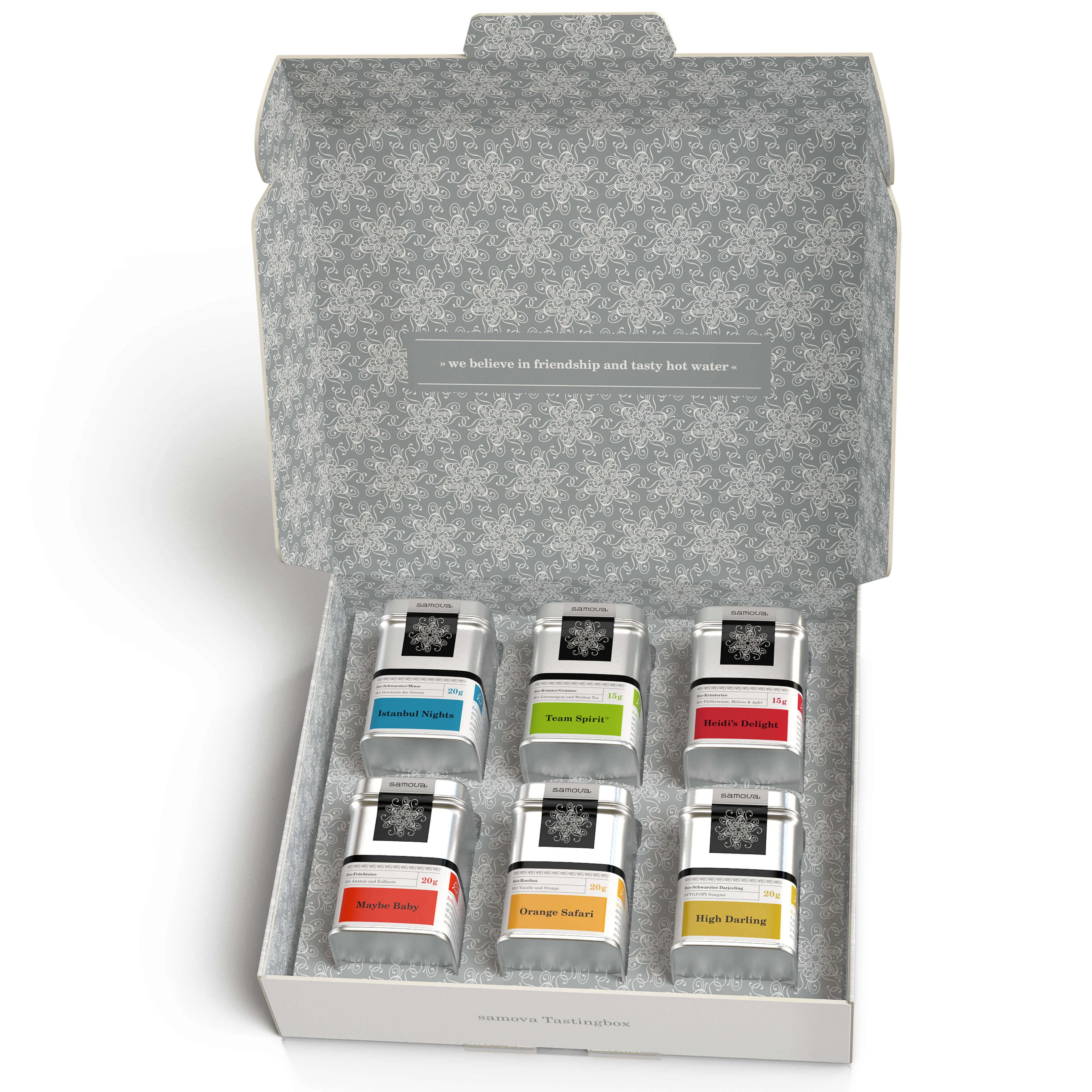 samova Tasting-Box 6er – Innenansicht