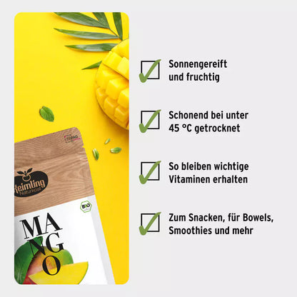 Mango Kent Supreme | Bio-Mango-Streifen sonnengereift | Vollmundig fruchtig & rohkostgerecht | Vitaminreich & natürlich süß | 500 g