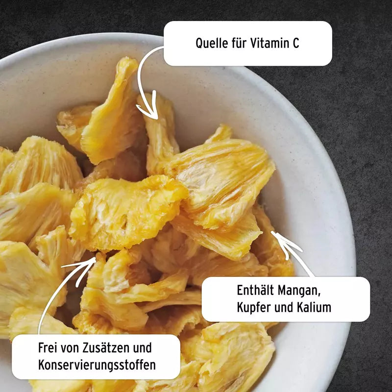 Getrocknete Bio Ananas-Stücke | First-Class aus Tansania | Fruchtig-sonnensüß & vitaminreich | Rohkostgerecht getrocknet | 400 g