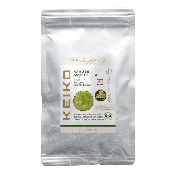 Easy Ice Tea Kabuse | Kompostierbare Triangel-Beutel | Schatten-Grüntee mit Ooika & Matcha | Heiß oder kalt | Bis 2 Liter pro Beutel