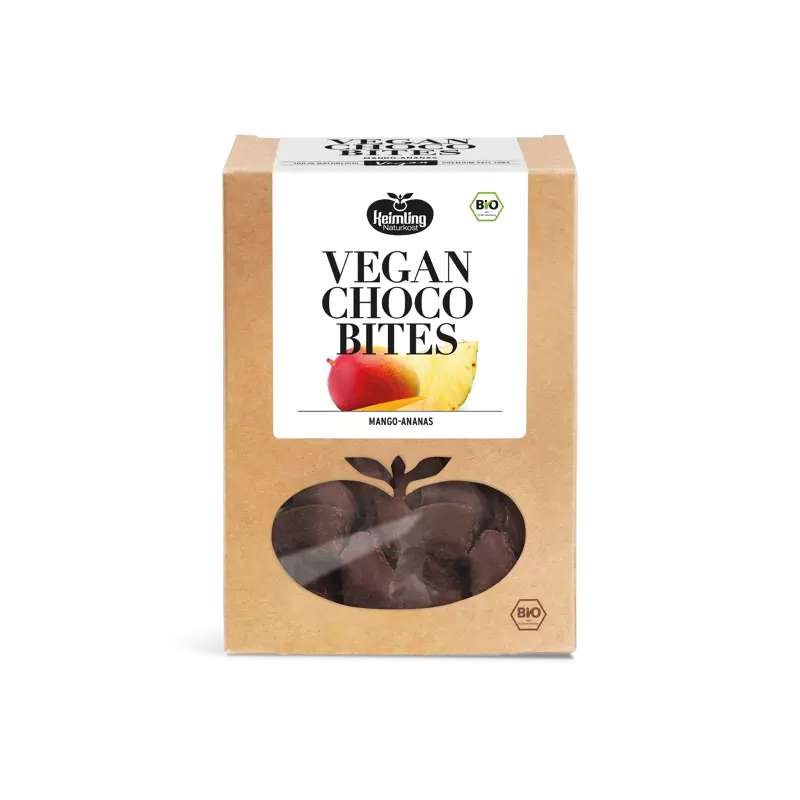 Vegan Choco Bites Mango-Ananas | Fruchtig-schokoladiger Rohkostgenuss | Bio-Edelkakao aus Peru | Palmölfrei & handgefertigt
