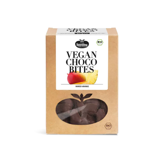 Vegan Choco Bites Mango-Ananas | Fruchtig-schokoladiger Rohkostgenuss | Bio-Edelkakao aus Peru | Palmölfrei & handgefertigt