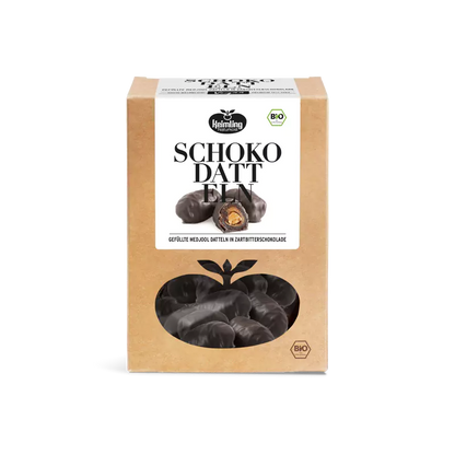 Schoko-Datteln mit Mandel | Medjool Giant Bio umhüllt | Vegan schokoladig-nussig | Handgefertigt ohne Zusatzstoffe