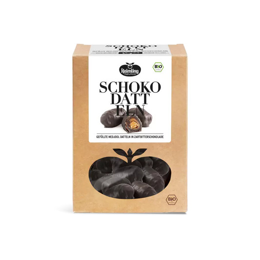 Schoko-Datteln mit Mandel | Medjool Giant Bio umhüllt | Vegan schokoladig-nussig | Handgefertigt ohne Zusatzstoffe