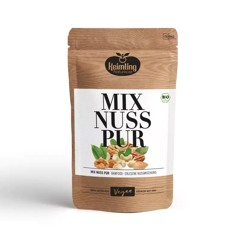 Rohkost Bio Nussmischung Pekan, Macadamia und Cashew, Beutel, naturbelassen