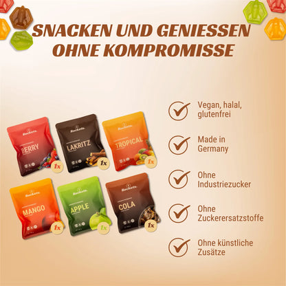 Zuckerarme Fruchtgummis Mix-Set von Rockets Nutrition, Set, 6 Sorten