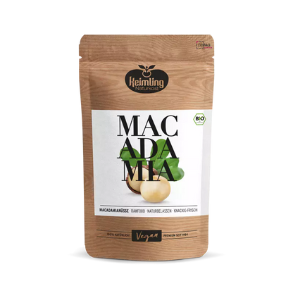 Bio Macadamia Nüsse | Fein-buttriger Rohkostgenuss | Aus Südafrika Premium-Qualität | Reich an ungesättigten Fettsäuren