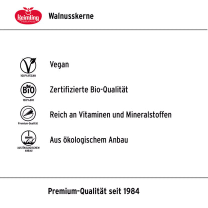 Bio Walnusskerne | Knackig nährstoffreich & vitaminstark | Ungeröstet aus Bio-Anbau | Ideal für Snacks & Rezepte