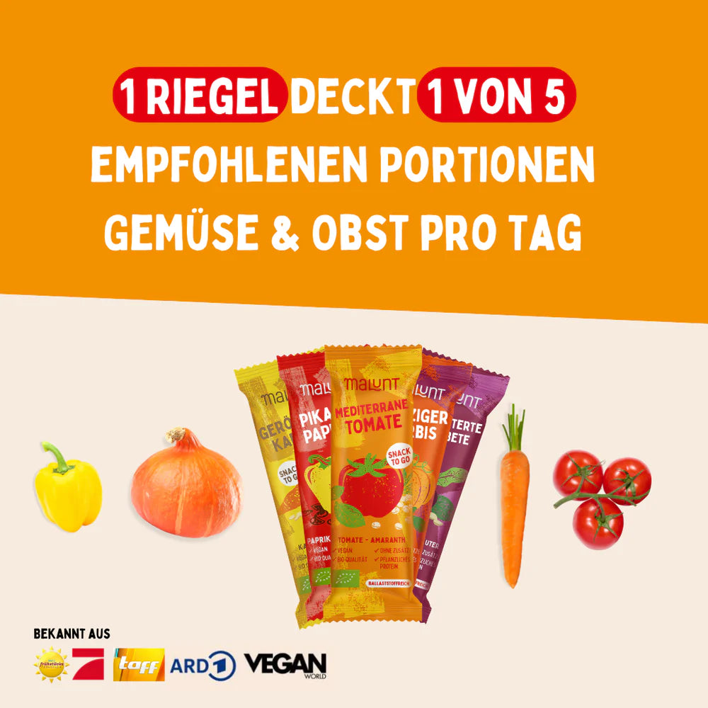 Office Set Bio-Gemüse-Riegel (75 Stk.) | 5 Sorten Gemüsepower | Kalorienarm & sättigend | Vegan