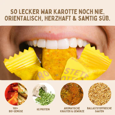 Roasted Carrot Bar | Organic Carrot with Curry & Sesame | Warm, Spicy & High in Fiber | Vegan