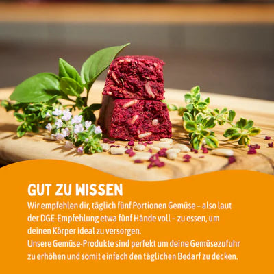 Gekräuterte Rote Bete Riegel | Bio-Gemüsepower mit Kräutern | Reich an Ballaststoffen & Eisen | Vegan