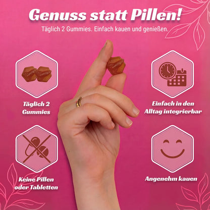 Bio Beauty Fruchtgummis | Vitamin A, Biotin, Zink & Folsäure für Haut, Haare & Nägel | Camu Camu, Karotte, Tulsi, Guave & Bambus unterstützen die Hautgesundheit | Vegan & Glutenfrei | Vorrat für 1 Monat