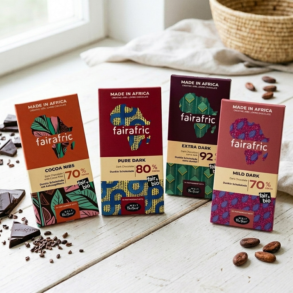 Bio-Zartbitterschokoladen Set von fairafric, 8er-Set