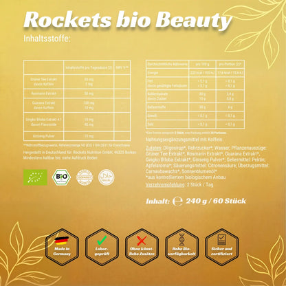 Bio Focus Fruchtgummis | Pflanzliches Koffein aus Grünem Tee & Guarana | Ginkgo, Ginseng und Rosmarin fördern die geistige Leistungsfähigkeit | Vegan & Glutenfrei | Hergestellt in Deutschland & laborgeprüft | Vorrat für 1 Monat