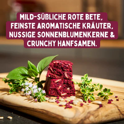 Gekräuterte Rote Bete Riegel | Bio-Gemüsepower mit Kräutern | Reich an Ballaststoffen & Eisen | Vegan