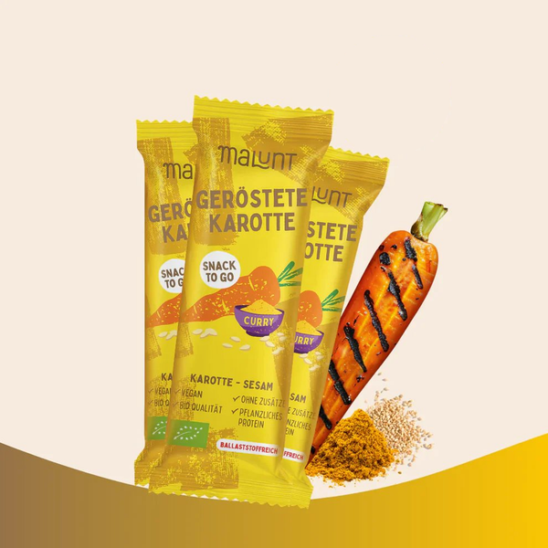 Gerösteter Karotten-Riegel | Bio-Karotte mit Curry & Sesam | Warm-würzig & ballaststoffreich | Vegan