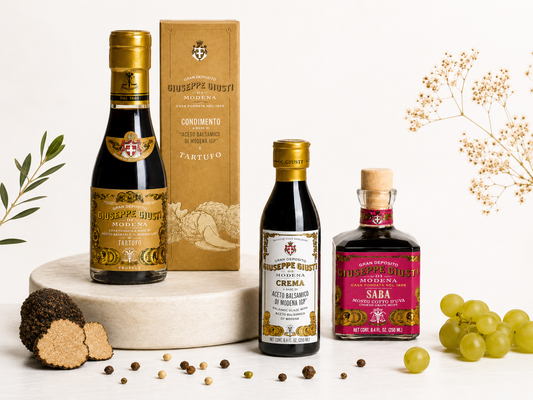Giusti Würzessenzen-Set | Balsamico-Trüffel 100 ml · Saba 250 ml · Essigcreme Balsamico 250 ml | Zum Verfeinern, Glasieren und Garnieren