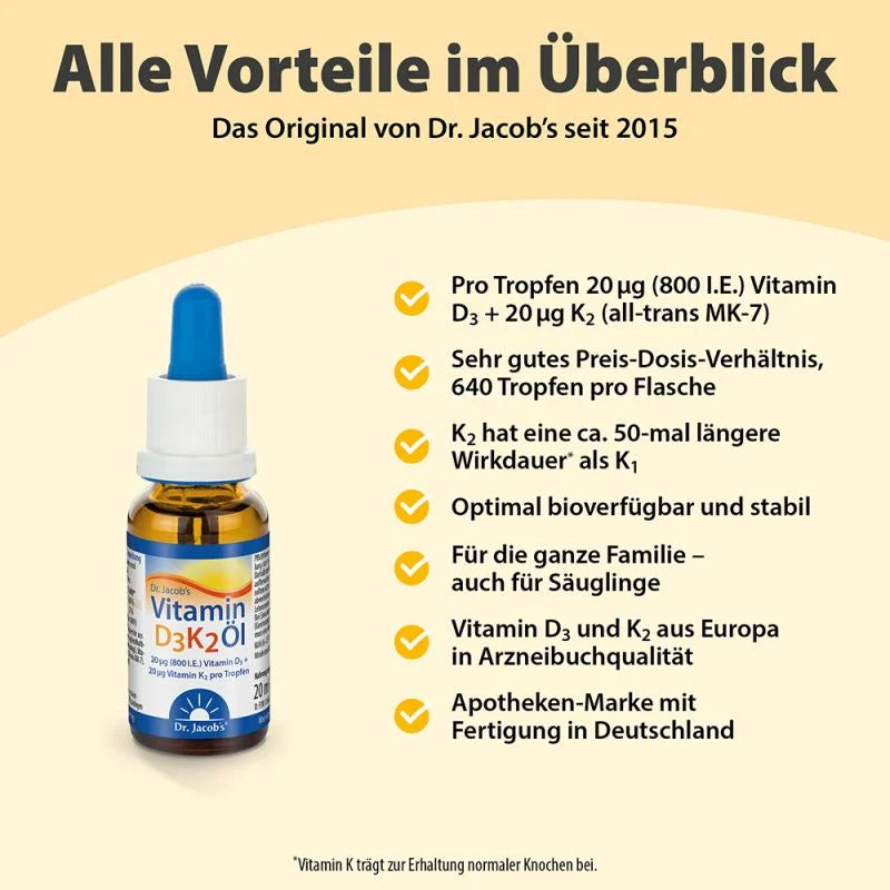 Dr. Jacobs Vitamin D3K2 Öl, Flasche, 20 ml