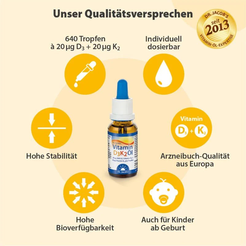 Dr. Jacobs Vitamin D3K2 Öl, Flasche, 20 ml