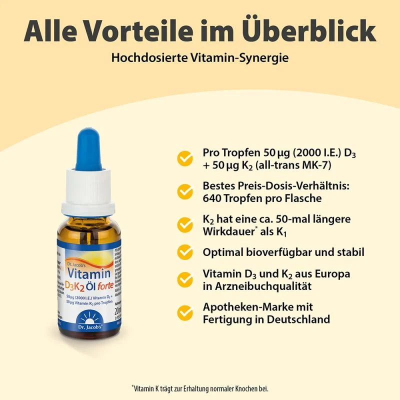 Dr. Jacobs Vitamin D3K2 Öl forte, Flasche, 20 ml