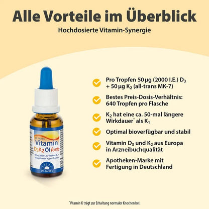 Dr. Jacobs Vitamin D3K2 Öl forte, Flasche, 20 ml