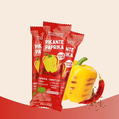 Pikante Paprika Riegel | Bio-Paprika mit Chili & Saaten | Würzig & ballaststoffreich | Vegan