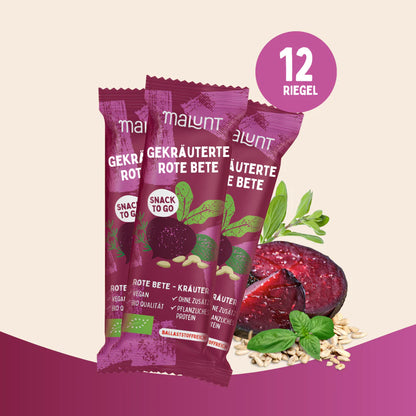 Gekräuterte Rote Bete Riegel | Bio-Gemüsepower mit Kräutern | Reich an Ballaststoffen & Eisen | Vegan