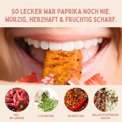 Spicy Paprika Bars | Organic Paprika with Chili & Seeds | Flavorful & High in Fiber | Vegan