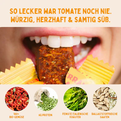 Mediterraner Tomaten-Riegel | Bio-Tomate mit Kräutern & Saaten | Lycopin & Ballaststoffe | Vegan