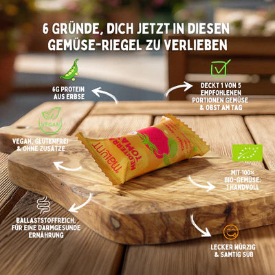 Mediterraner Tomaten-Riegel | Bio-Tomate mit Kräutern & Saaten | Lycopin & Ballaststoffe | Vegan