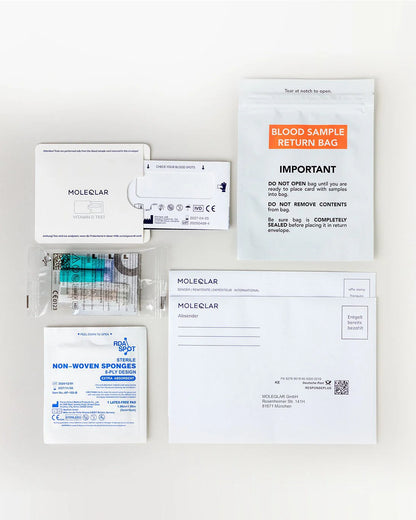 Vitamin D Testkit, Verpackung, Bluttest für zuhause