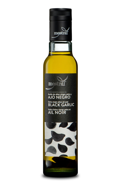 Gourmet-Würzöl: Natives Olivenöl extra & fermentierter schwarzer Knoblauch | mild-fruchtig & süß-würzig | 250 ml