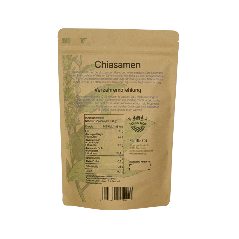Chia seeds from the Swabian Alps | Premium seeds from regional cultivation | Rich in omega fatty acids, fiber & protein | 1 kg
