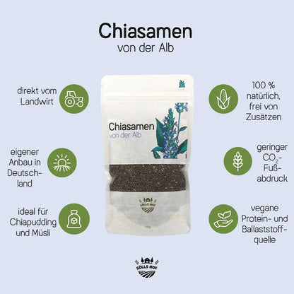 Chia seeds from the Swabian Alps | Premium seeds from regional cultivation | Rich in omega fatty acids, fiber & protein | 1 kg