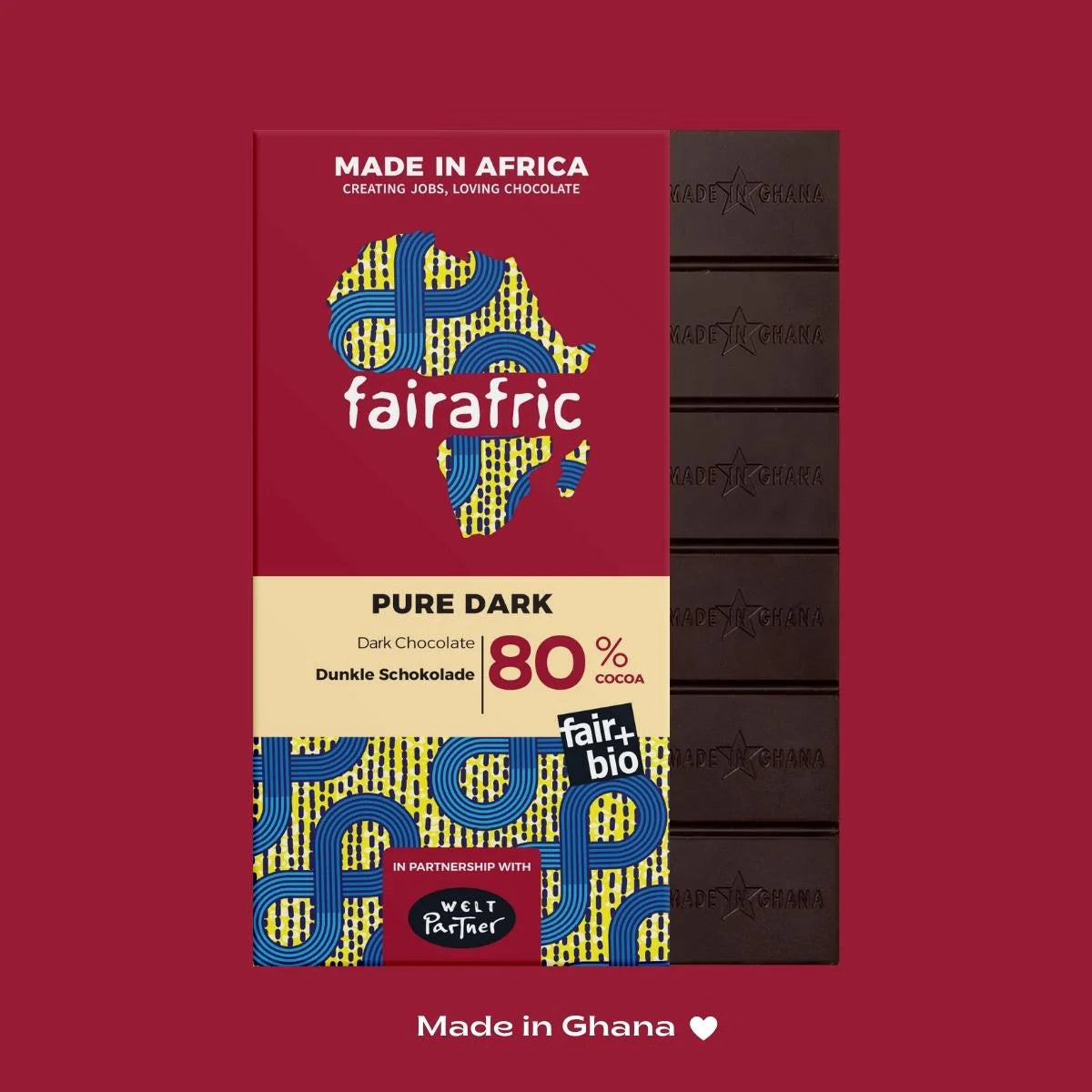 Bio-Zartbitterschokoladen von fairafric, Set, mehrere Tafeln