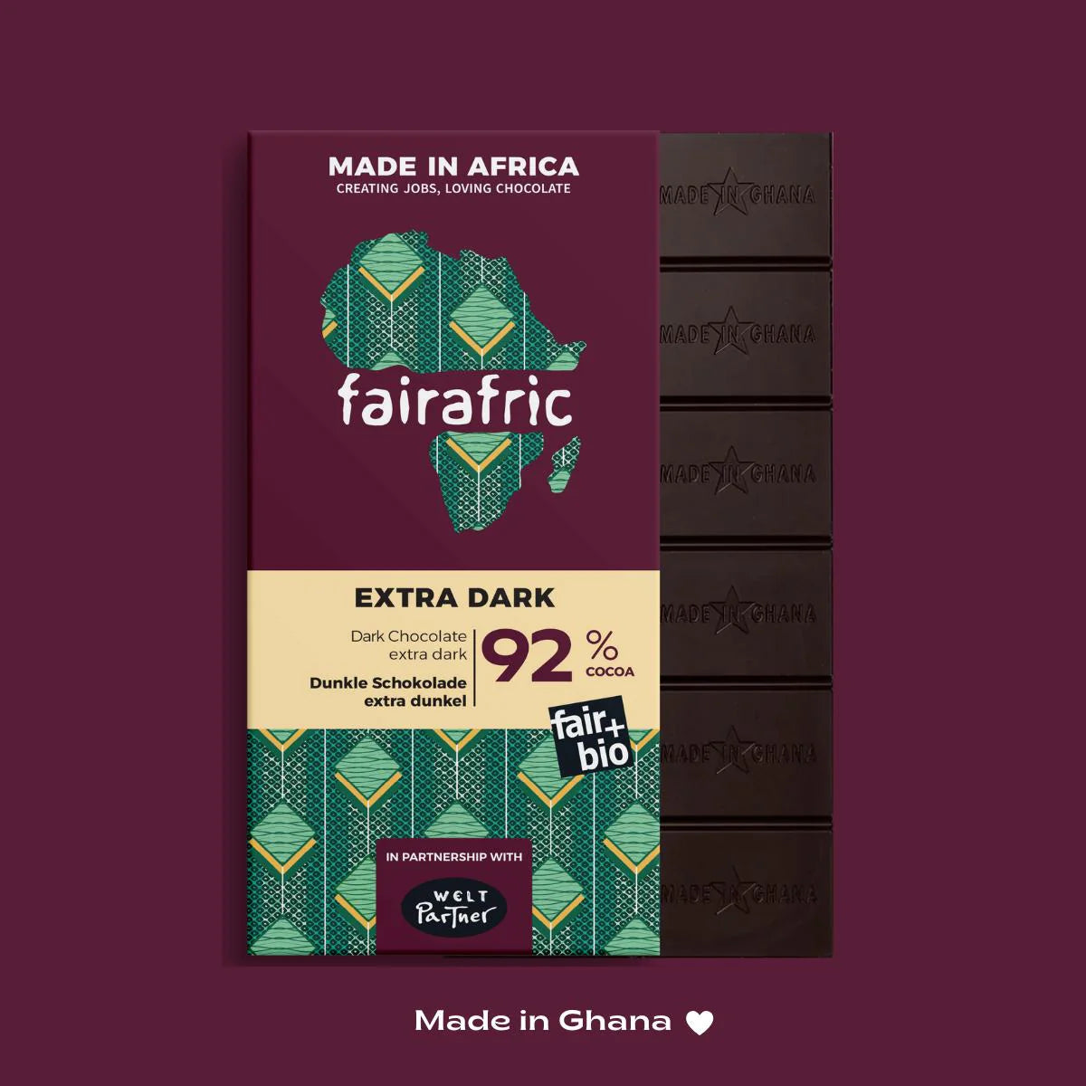 Bio-Zartbitterschokoladen von fairafric, Set, mehrere Tafeln