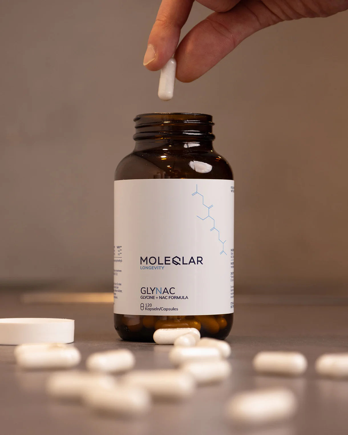 GlyNAC Kapseln von MoleQlar, Dose, 600 mg Glycin und NAC