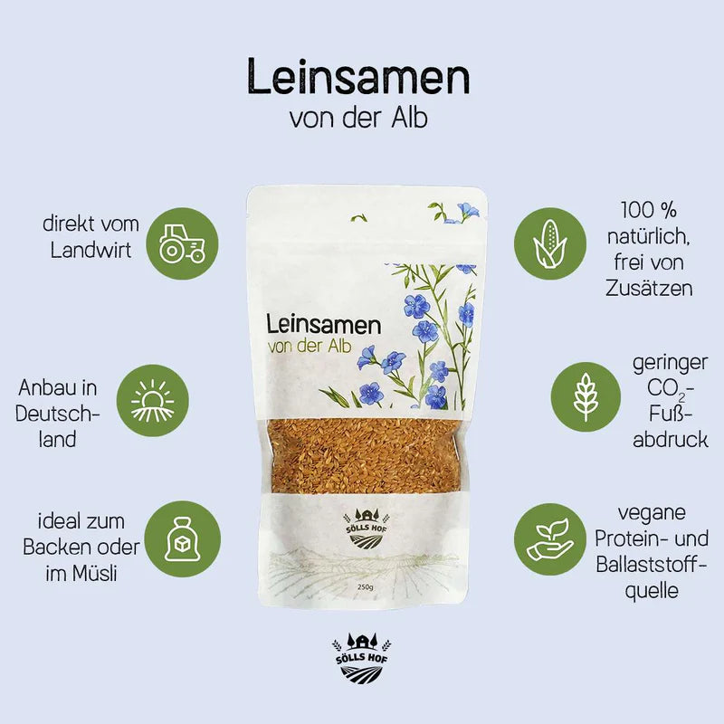 Flaxseed from the Swabian Alps | Rich in Omega-3 fatty acids, fiber & protein | 1 kg