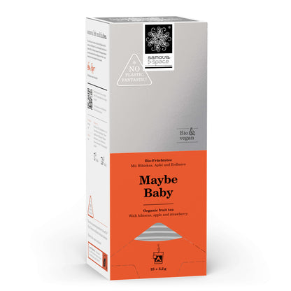 samova Maybe Baby Space – Bio-Früchtetee Pyramidenbeutel Verpackung Vorderseite