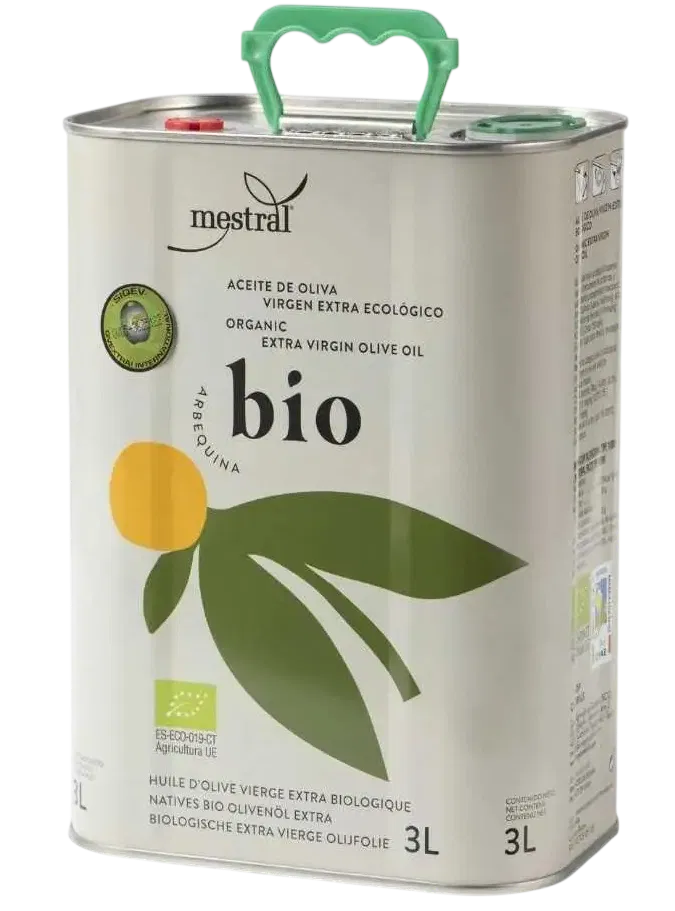 Bio-Olivenöl nativ extra Mestral Arbequina | Neue Ernte 12/2025 | Kaltgepresst | 3 L