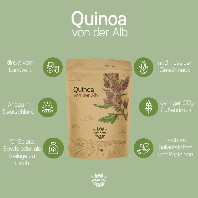Quinoa from the Swabian Alps | Regionally produced in Germany | Mildly nutty, fluffy & versatile | 1 kg
