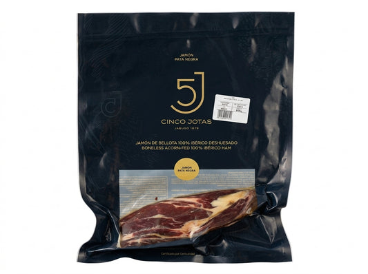 Jamón Ibérico de Bellota am Stück, 0,880 kg | Cinco Jotas 100 % Ibérico, handentbeint | MHD 10.09.2026 · −50 %