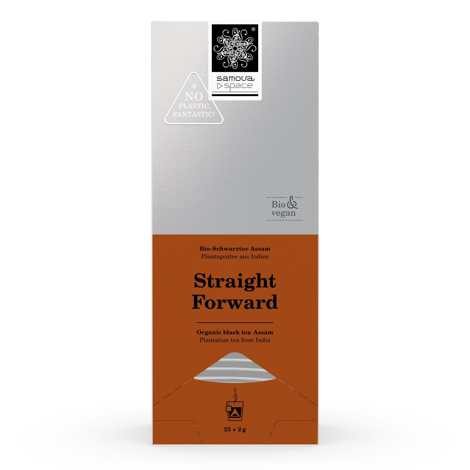 samova Bio-Schwarztee Straight Forward Space – Schachtel mit 25 Pyramidenbeuteln